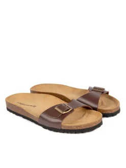 Leren slippers bruin