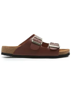 Leren slippers bruin
