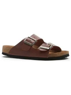 Leren slippers bruin