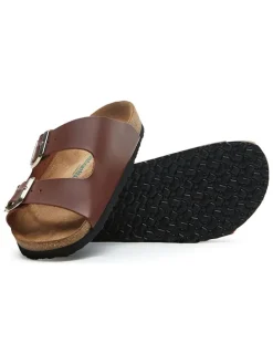Leren slippers bruin