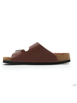 Leren slippers bruin