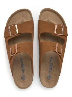 Leren slippers bruin