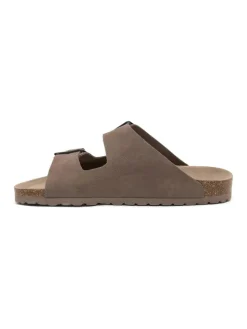 Leren slippers bruin