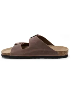 Leren slippers bruin