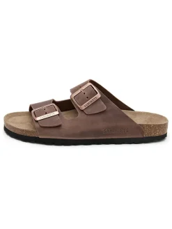 Leren slippers bruin
