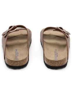 Leren slippers bruin