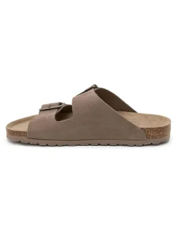 Leren slippers bruin
