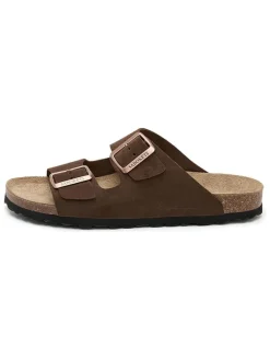 Leren slippers bruin