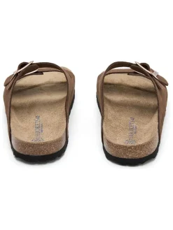 Leren slippers bruin