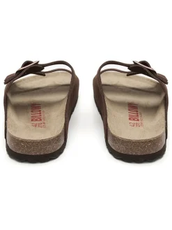 Leren slippers bruin