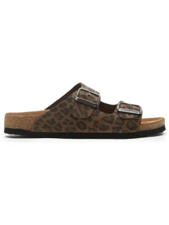 Leren slippers bruin/zwart