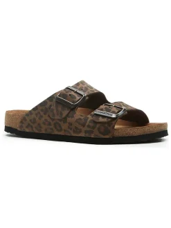 Leren slippers bruin/zwart