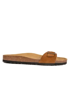 Leren slippers cognackleurig