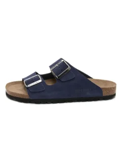 Leren slippers donkerblauw
