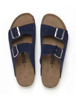 Leren slippers donkerblauw