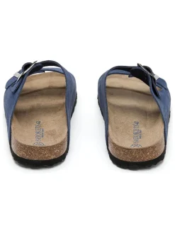 Leren slippers donkerblauw
