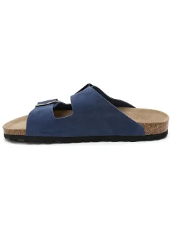 Leren slippers donkerblauw