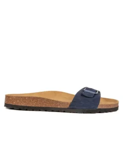 Leren slippers donkerblauw