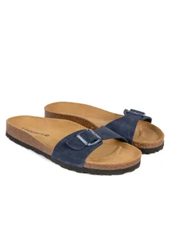 Leren slippers donkerblauw