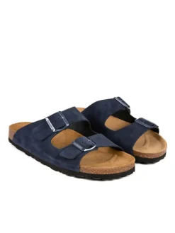 Leren slippers donkerblauw
