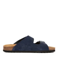Leren slippers donkerblauw