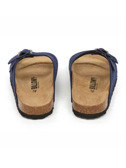 Leren slippers donkerblauw