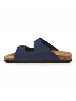 Leren slippers donkerblauw