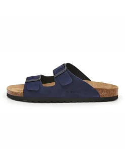 Leren slippers donkerblauw
