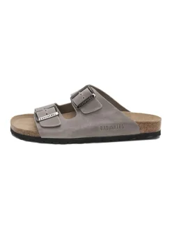 Leren slippers grijs