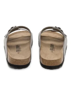 Leren slippers grijs