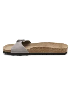 Leren slippers grijs