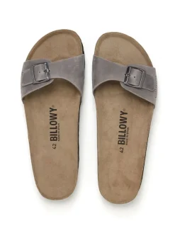 Leren slippers grijs