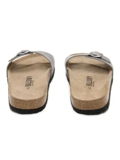 Leren slippers grijs