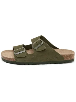 Leren slippers groen