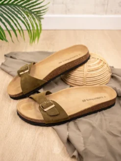 Leren slippers groen