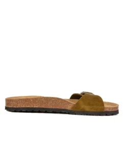 Leren slippers groen