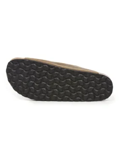 Leren slippers kaki