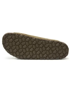 Leren slippers kaki