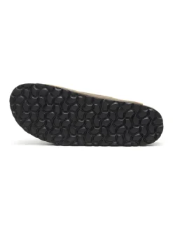 Leren slippers kaki