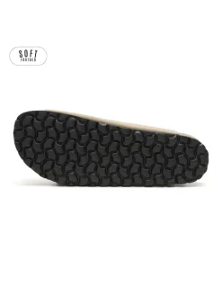 Leren slippers kaki