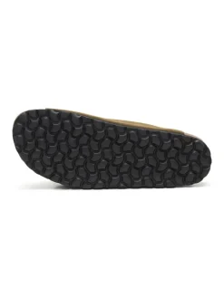 Leren slippers kaki