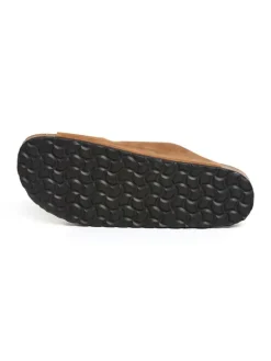Leren slippers lichtbruin