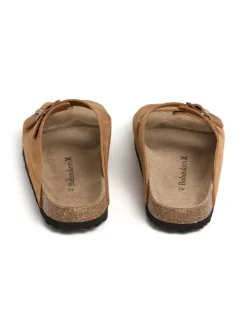 Leren slippers lichtbruin