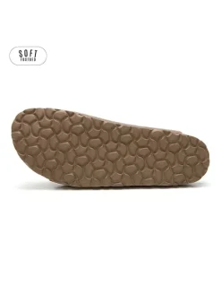 Leren slippers lichtbruin