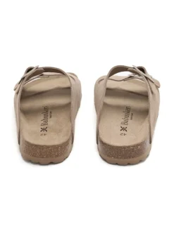 Leren slippers lichtbruin