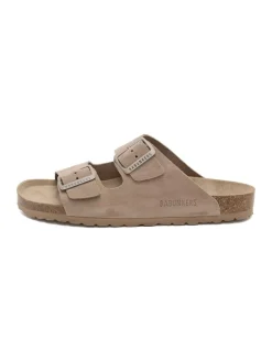 Leren slippers lichtbruin