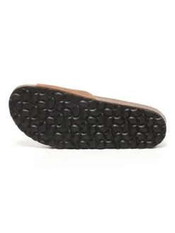 Leren slippers lichtbruin