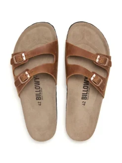 Leren slippers lichtbruin