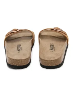 Leren slippers lichtbruin