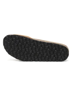 Leren slippers lichtbruin
